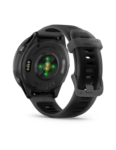 Forerunner 570 47 mm Aluminiowy w kolorze Slate Grey z półprzezroczystym paskiem w kolorze Black/Black