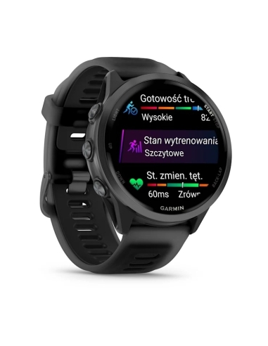 Forerunner 570 47 mm Aluminiowy w kolorze Slate Grey z półprzezroczystym paskiem w kolorze Black/Black