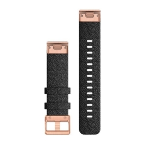 Zamszowy pasek QuickFit Fenix 6s nylonowy  fioletowo-czarny z różowo-złotym zapięciem 20mm 2