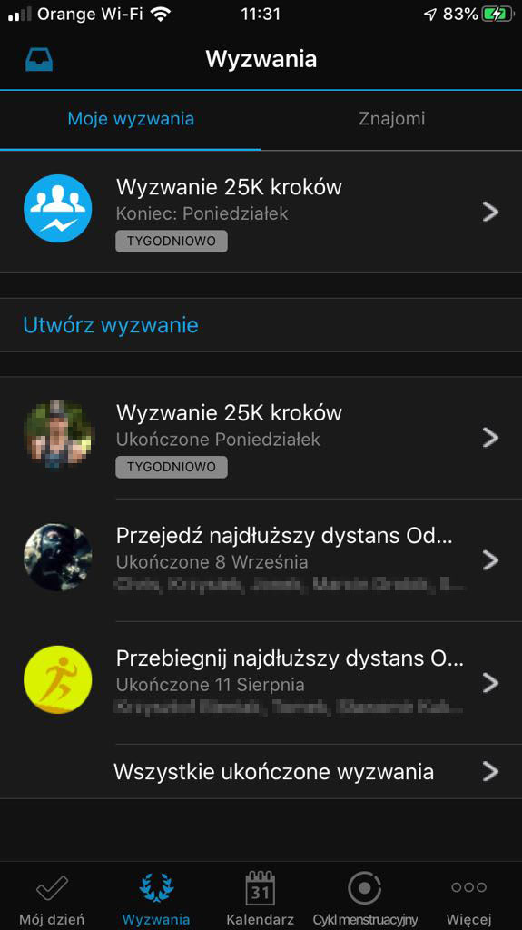 garmin connect wyzwania