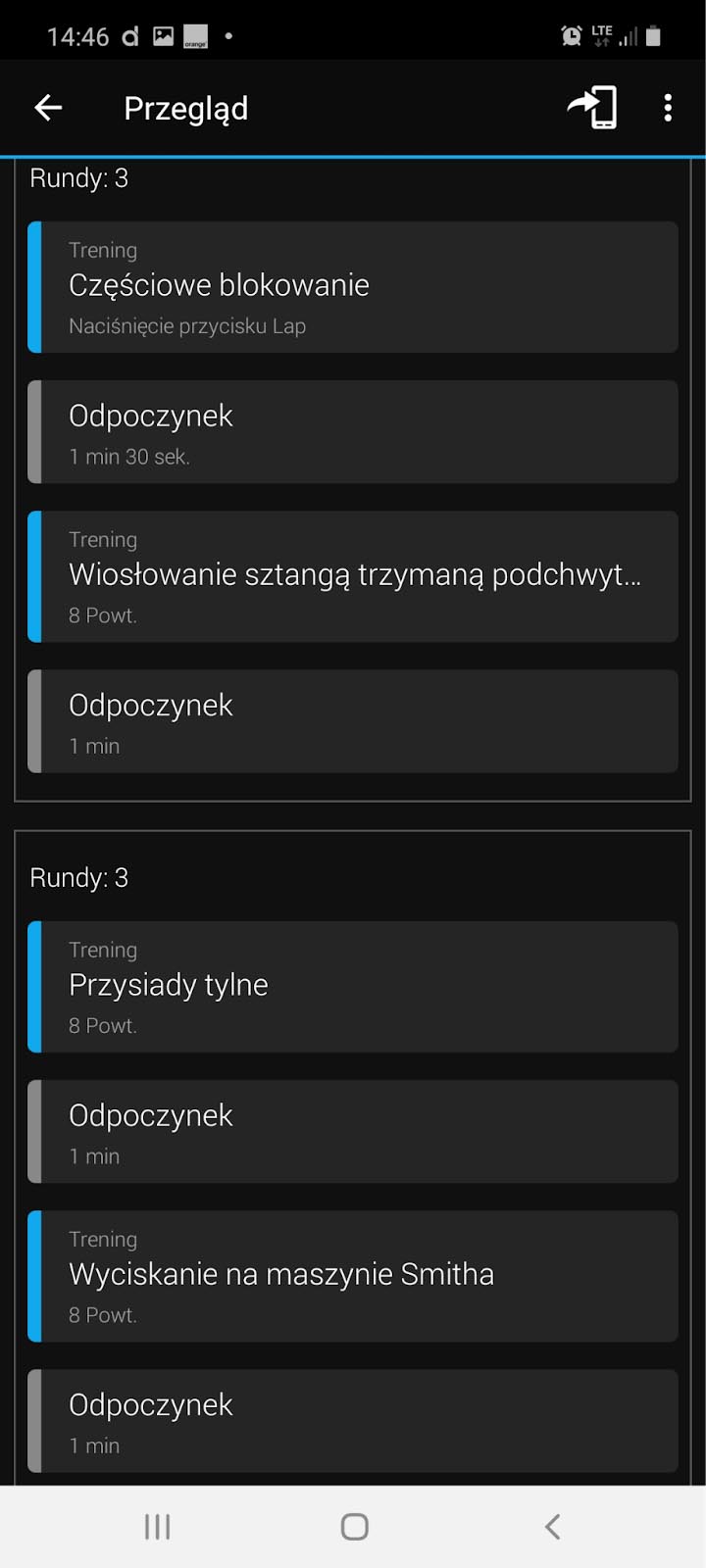 Przegląd treningów