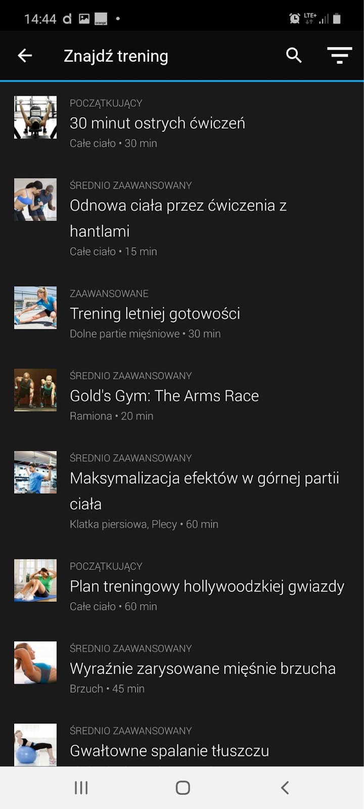 Znajdź trening animowany
