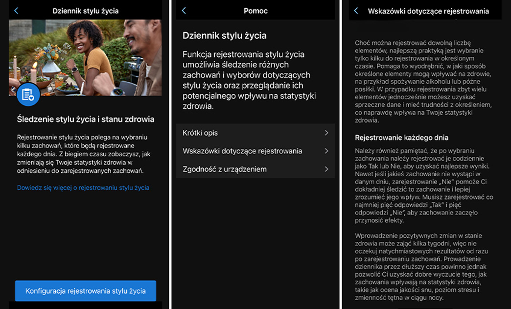 Garmin Connect_Dziennik stylu życia
