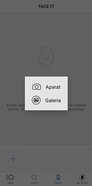 dodawanie zdjęcia w Garmin Face It