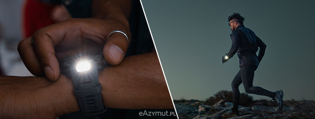 Białe światło latarki w zegarku Garmin