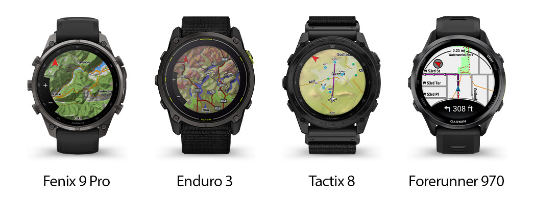 Mapy w zegarkach Garmin - modele