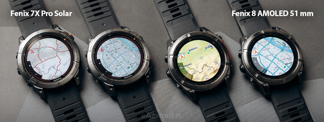 Mapy fenix 7X Pro Solar i Fenix 8 AMOLED