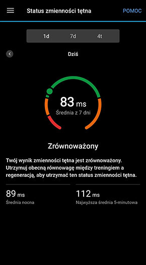 Monitorowanie HRV - zrównoważony