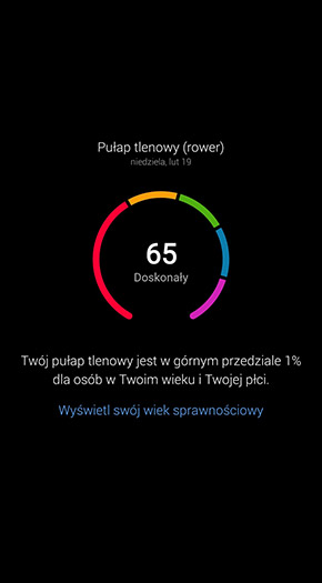 Pułap tlenowy rower - aplikacja Garmin Connect