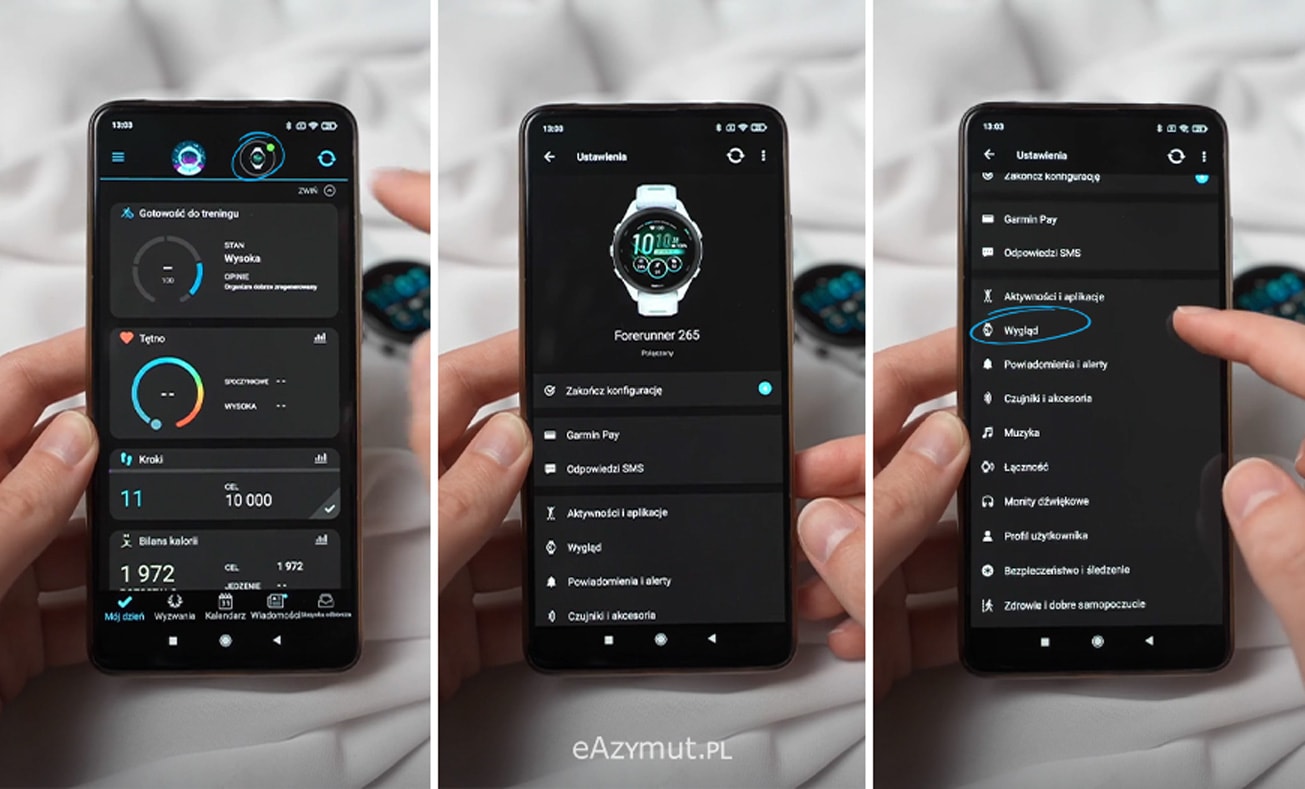 Poranny raport Garmin ustawienia w Garmin Connect