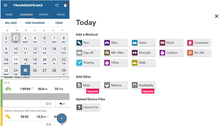 Aplikacja TrainingPeaks