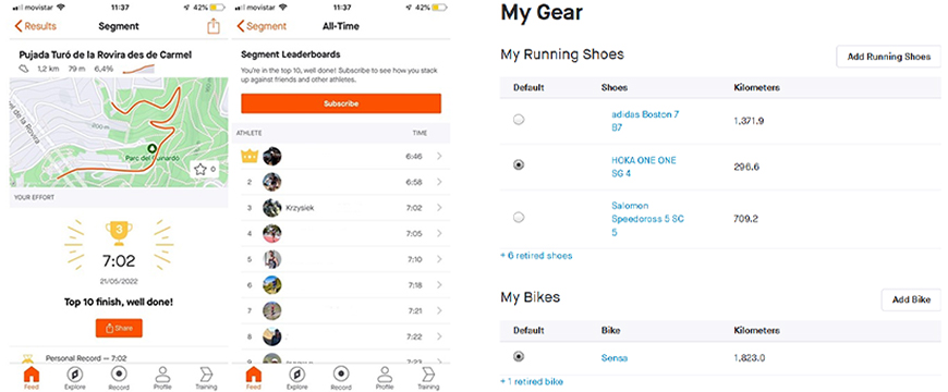 Widok aplikacji Strava