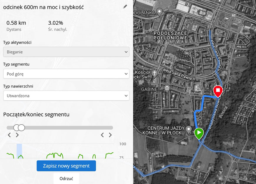 tworzenie segmentów w garmin connect