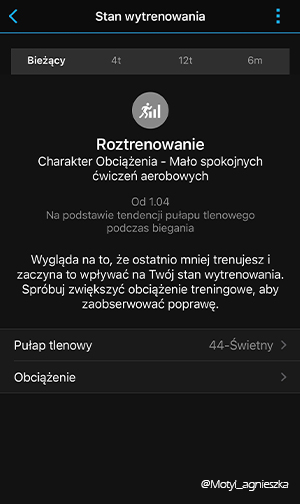 Stan wytrenowania - Roztrenowanie