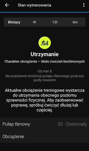 Stan wytrenowania - Utrzymanie