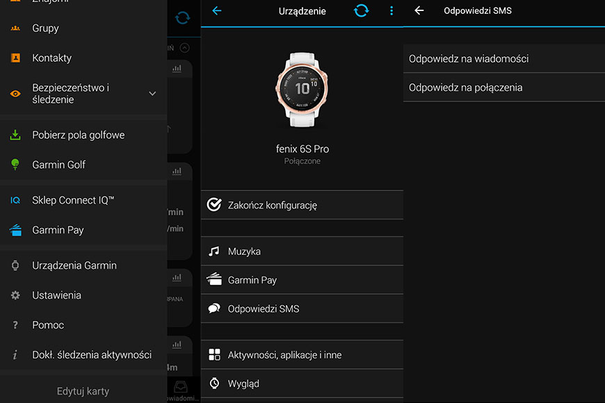 szybkie odpowiedzi Garmin