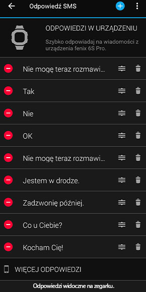 Odpowiedzi w urządzeniu