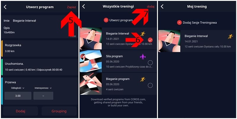 Coros - interwały treningowe