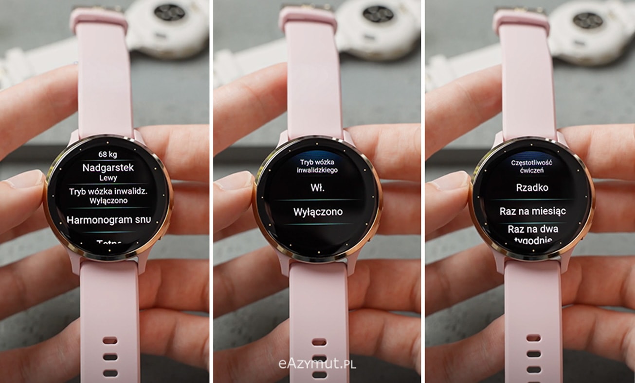 Ustawienie trybu wozka inwalidzkiego w zegarku Garmin Venu 3